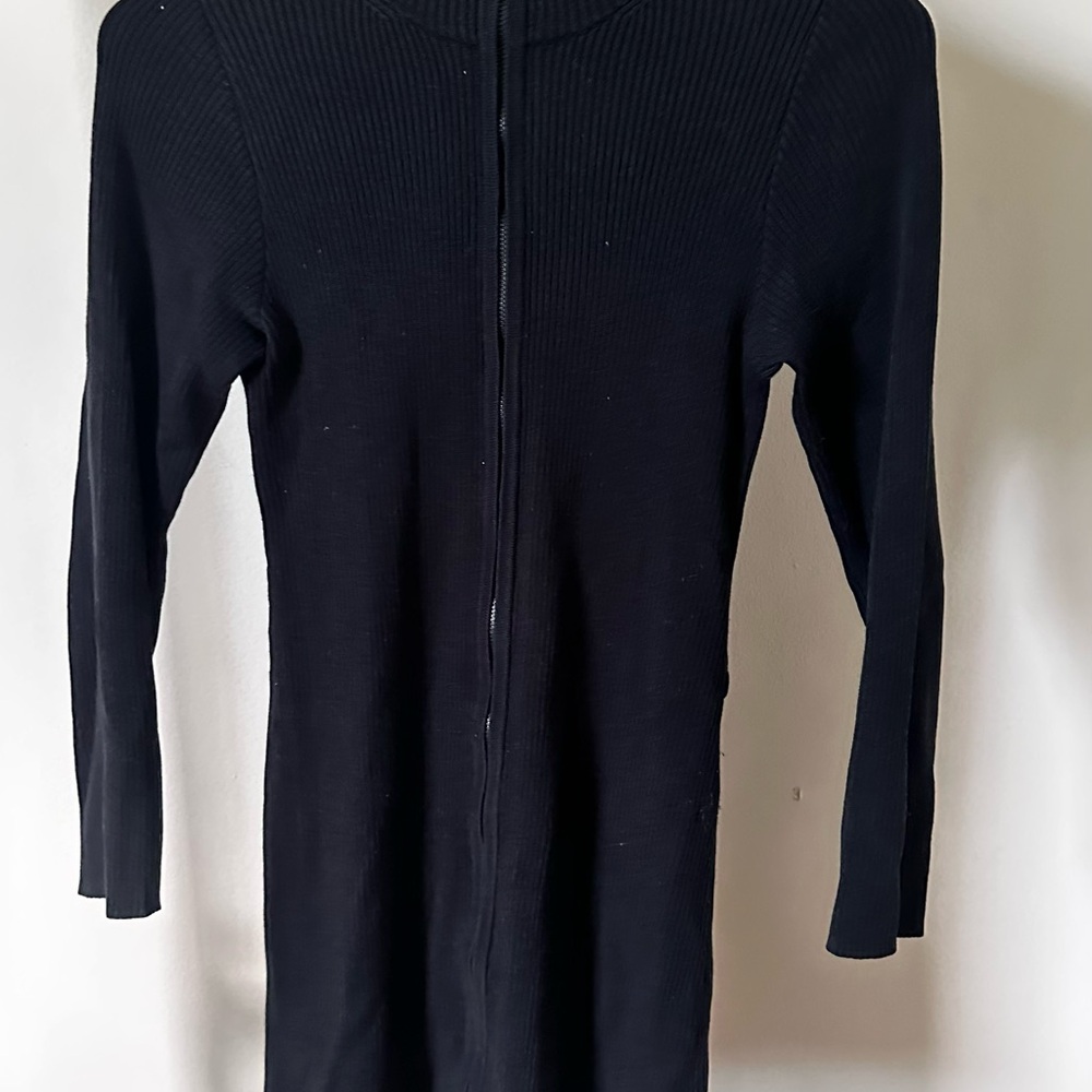 Cherokee Black Cardigan Sweater Front Zipper